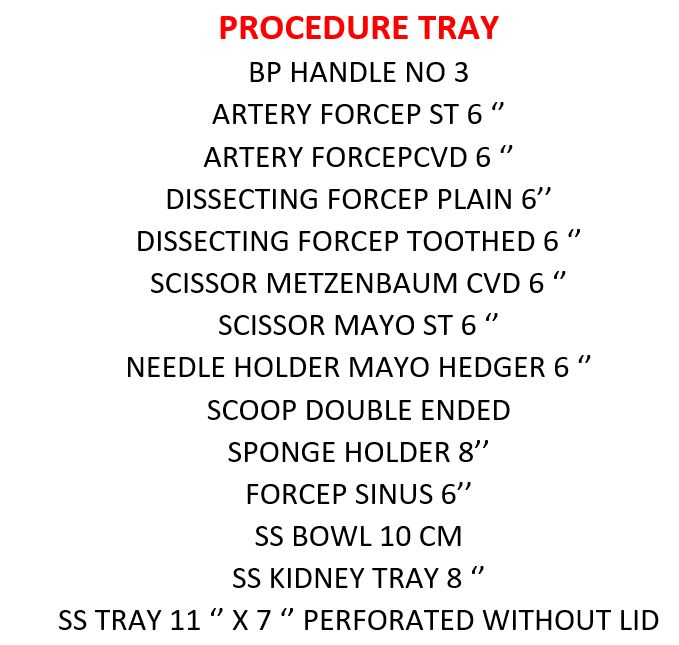Procedure Tray - Material: Steel