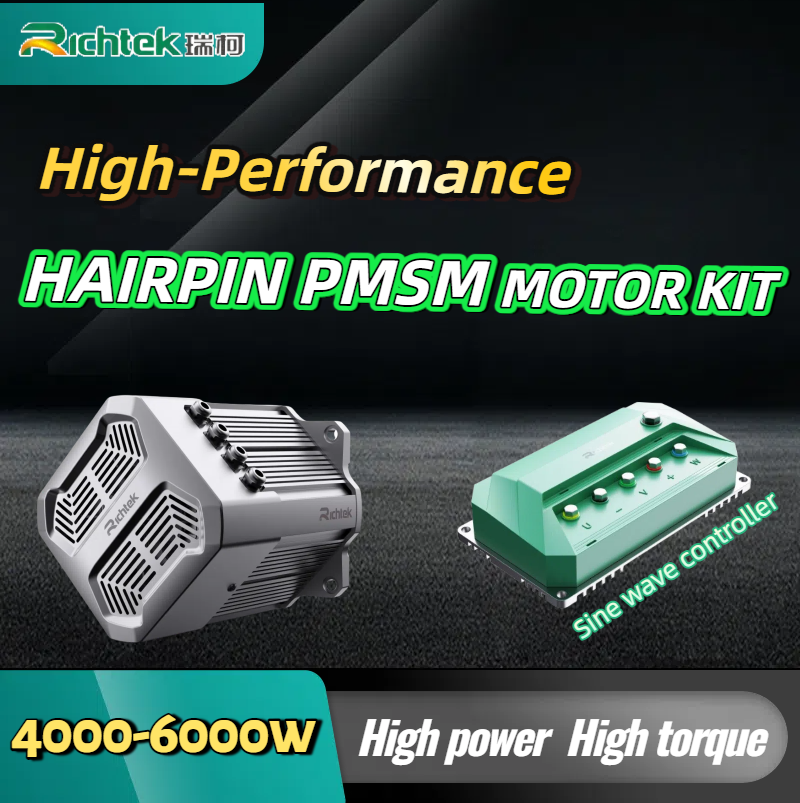 4000W/5000/6000W Pmsm Hairpin Motor & Sine Wave Controller Kit - Color: Grey