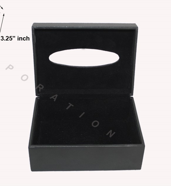 Small Leatherette Tissue Box - Color: Black