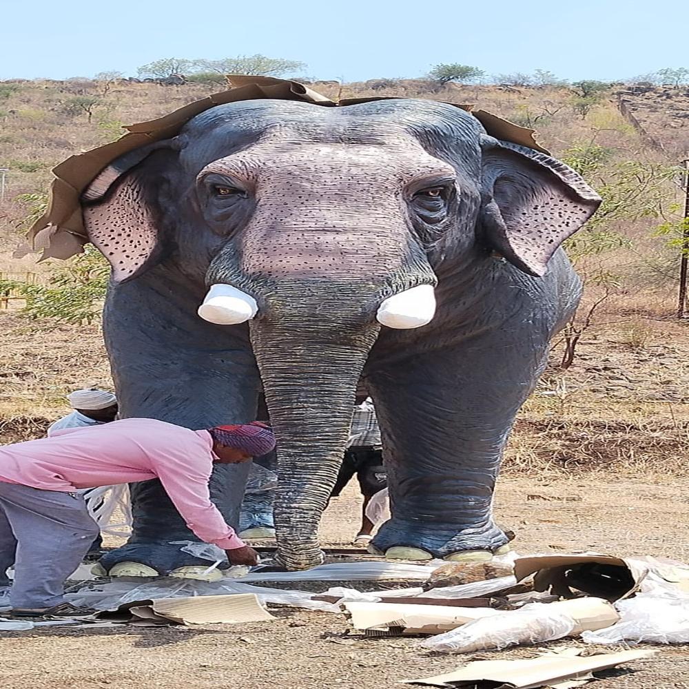 Fiber Elephant Statue - Color: Black