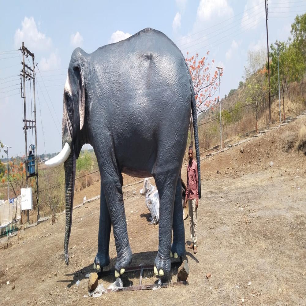 Fiber Elephant Statue - Color: Black