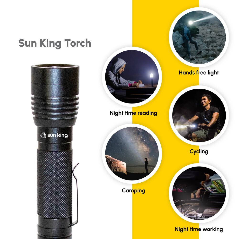 Solar Emergency Rechargeable Light - Anodized Aluminum, Ultra Portable, Long Run Time, 3 Power Modes, Weatherproof Seal, Handsfree Light