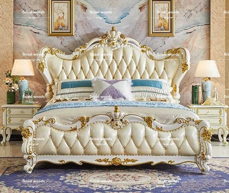 Bedroom Set With Side Table - Color: White