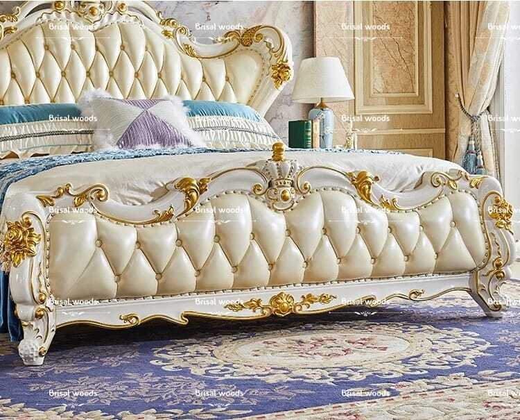 Bedroom Set With Side Table - Color: White