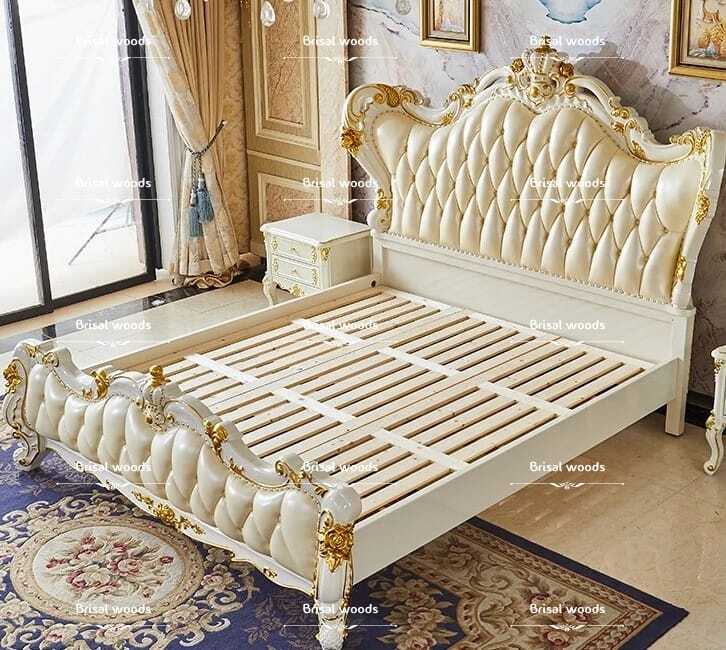 Bedroom Set With Side Table - Color: White