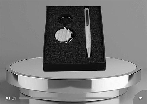 At 01 2X1 3X1 Metal Corporate Gift Set - Color: Silver