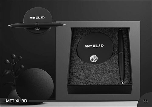 Met Xl 3D 2X1 3X1 Metal Corporate Gift Set - Color: Black