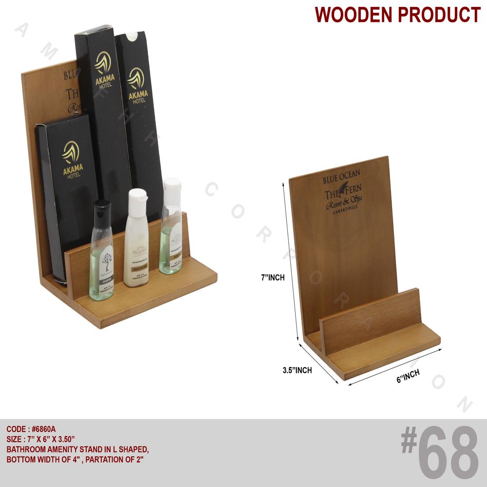 Wooden L-shaped stand with partition