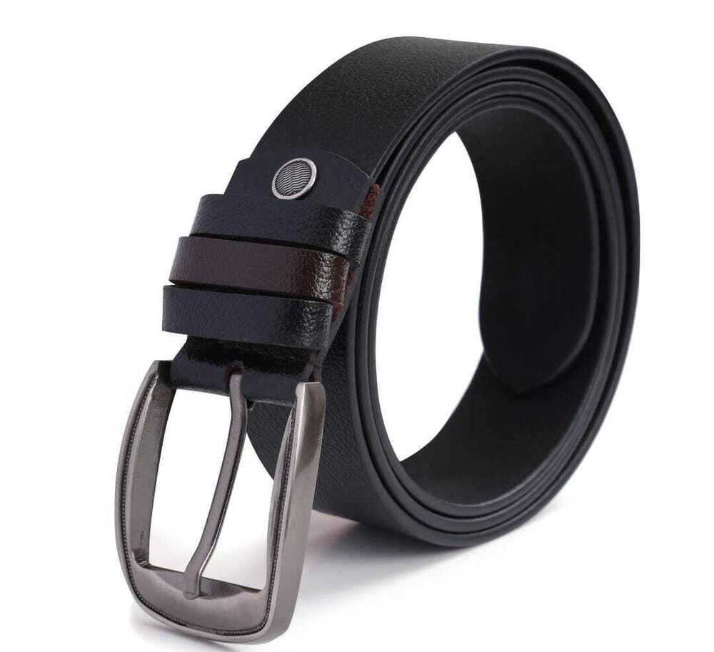 Black Leather Belt - Buckle Material: Zinc