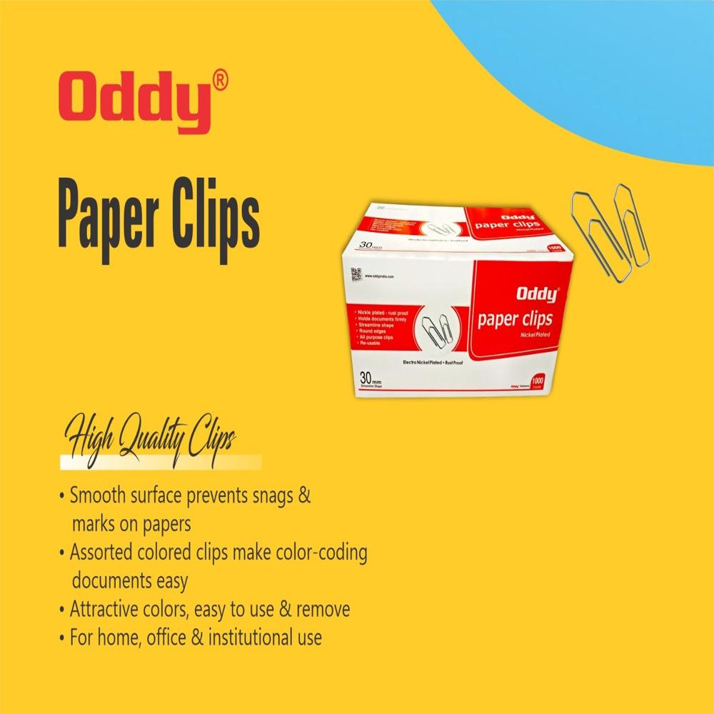 Oddy Paper Clips Streamlined Nickel Plated Rust Proof - Feature: Made Of High Quality Metal Wire