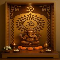Wooden Lord Ganesha Statue - Color: Golden