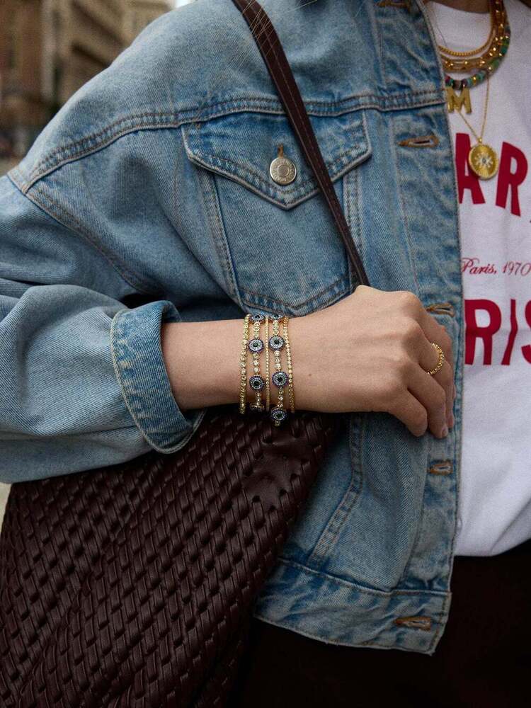 18K Gold Lab Grown Diamond Tennis Bracelet | Round Cut Diamonds - 6.75 Inch Luxury Bracelet