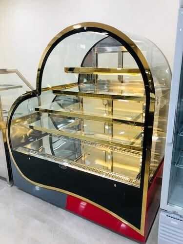 5 Feet Heart Shape Glass Display Counter - Color: Golden