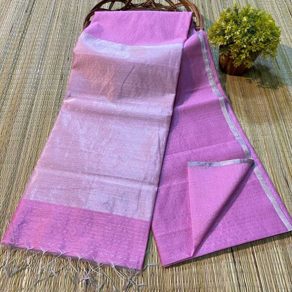Pink Handloom Maheshwari Zari Stripe Saree