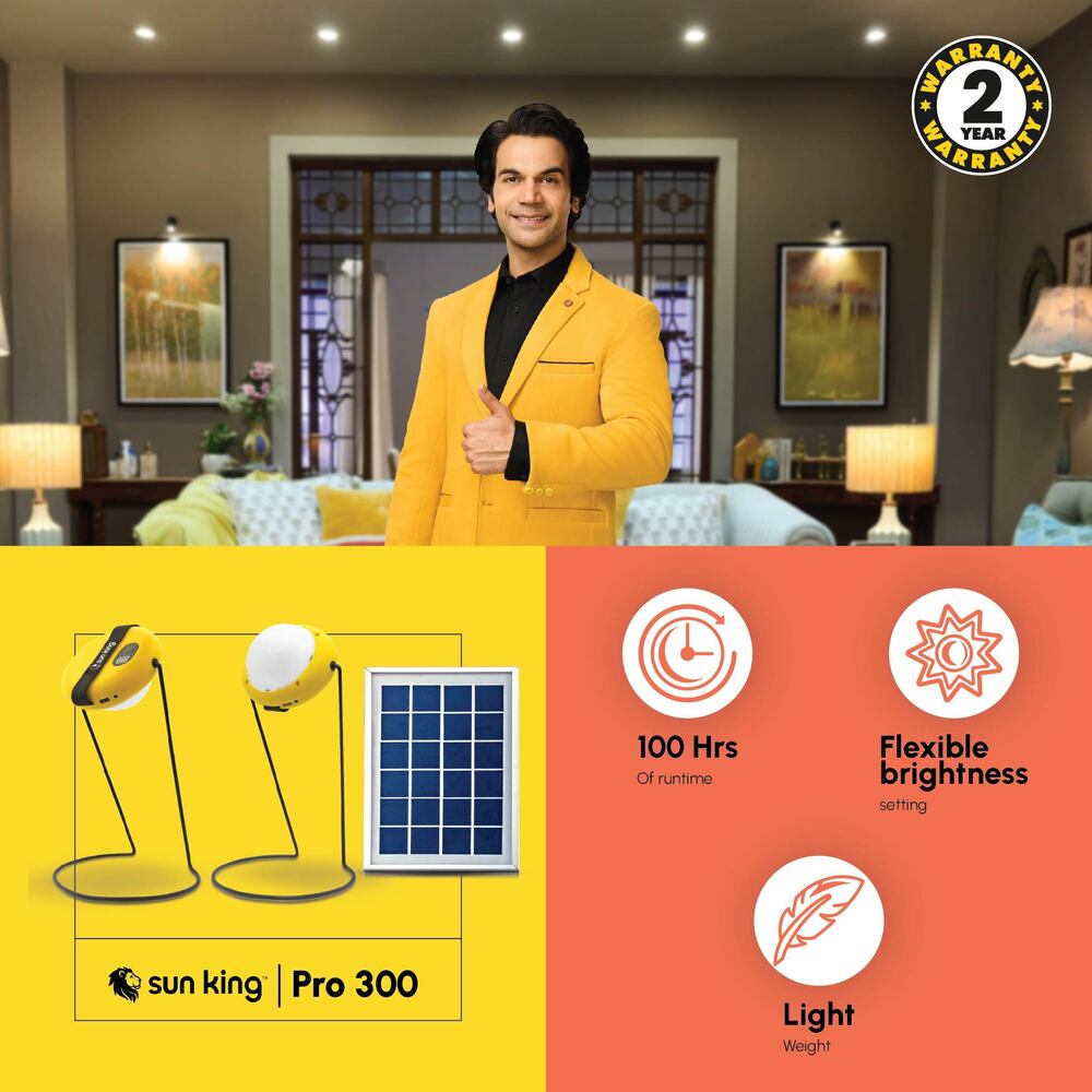 Portable Solar Light Set - Lightweight, 300 Lumens, Yellow | Emergency Light, Usb Charging, 360â° Rotation, Water-resistant, 72 Hours Runtime