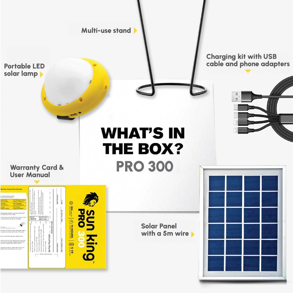 Portable Solar Light Set - Lightweight, 300 Lumens, Yellow | Emergency Light, Usb Charging, 360â° Rotation, Water-resistant, 72 Hours Runtime