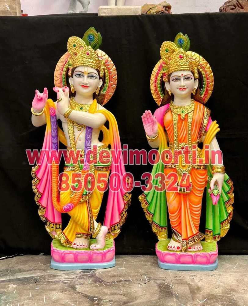 Multi colour Marble Radha Krishna Statue