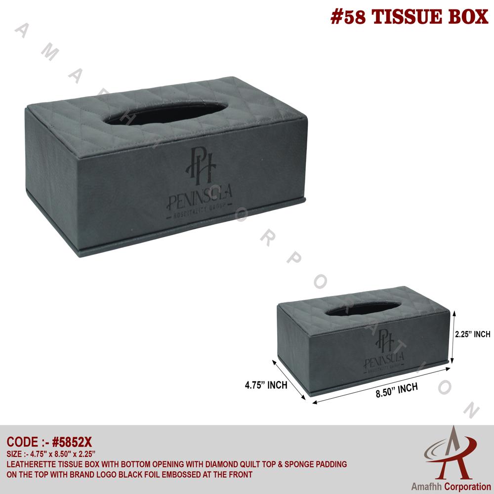 Leatherette Bottom Tissue Box - Color: Grey/black