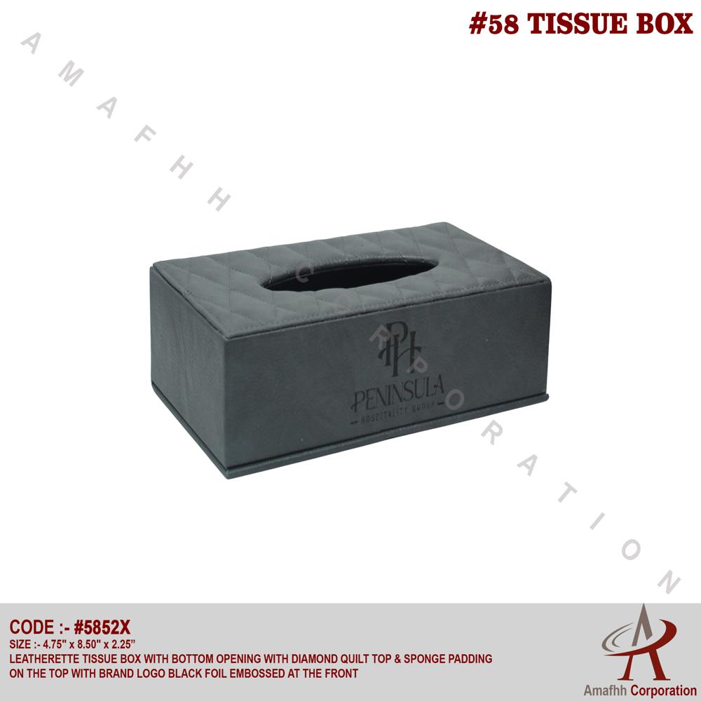 Leatherette Bottom Tissue Box - Color: Grey/black