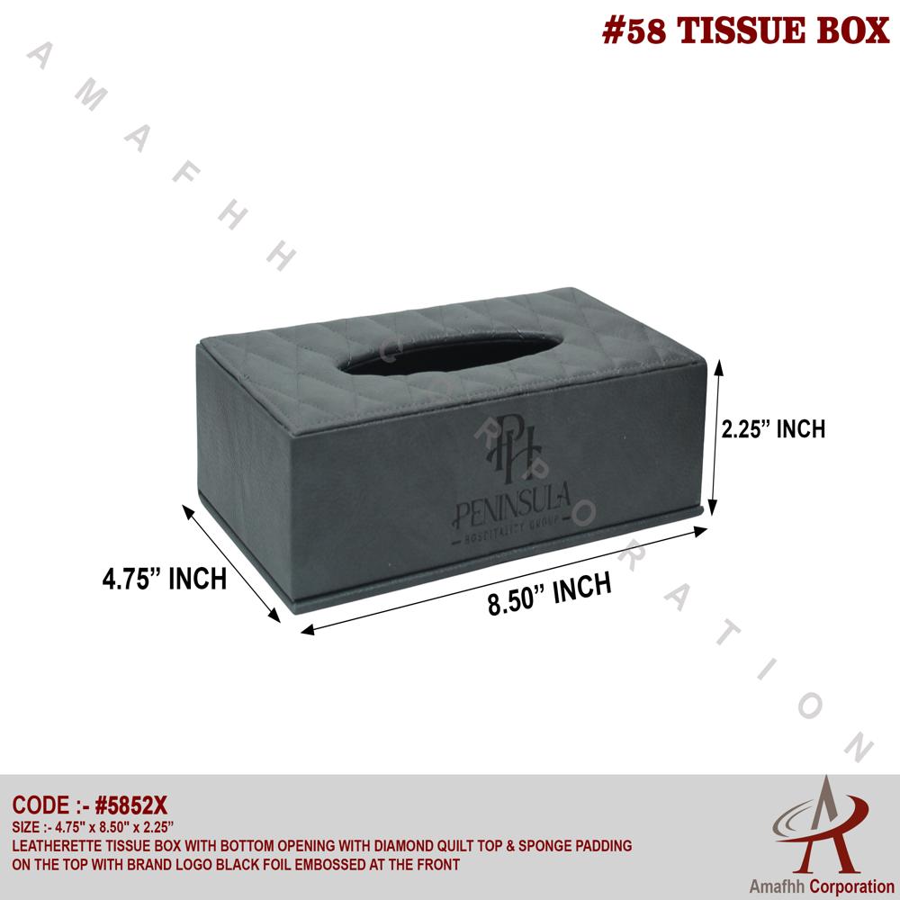 Leatherette Bottom Tissue Box - Color: Grey/black