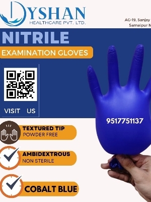 Cobalt Blue Nitrile Disposable Examination Gloves