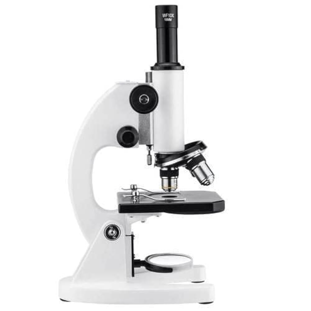 Student Microscope - Wooden Box Pack, Fixed Condenser, Monocular Design, Achromatic Objectives (4x, 10x, 40x), Magnification 40x - 400x
