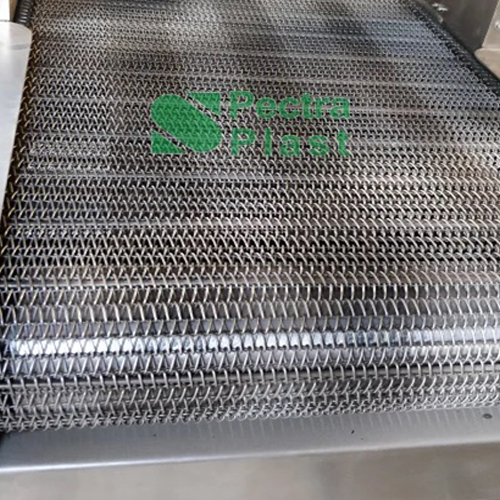 High Carbon Steel Wire Mesh Conveyor Belt - Color: Silver