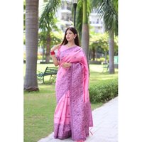 Pink Bhagalpuri Saree