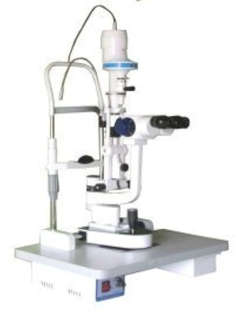 Slit Lamp - Greenough Type Stereoscopic Microscope, 10x-24x Magnification, Manual Operation, Joystick Base Control, Multi-coated Lenses, Utility Drawer