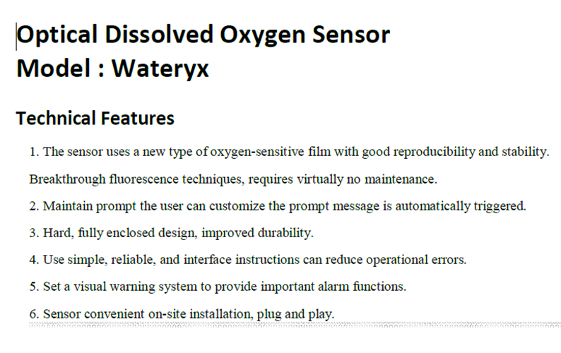 ONLINE DISOLVED OXYGEN SENSOR