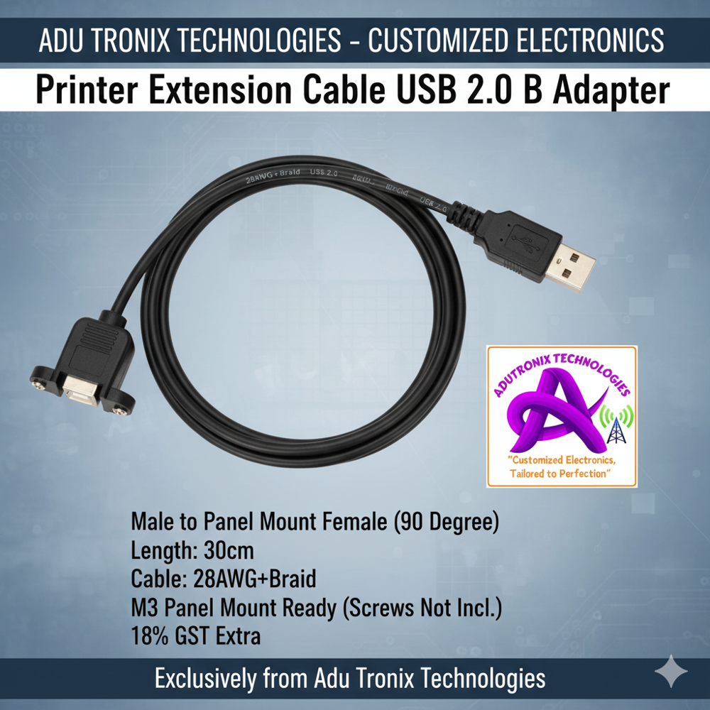 Male Usb B Type To Panel Mount Usb B Female Extension Cable With Right Angle Connector - Application: Printer