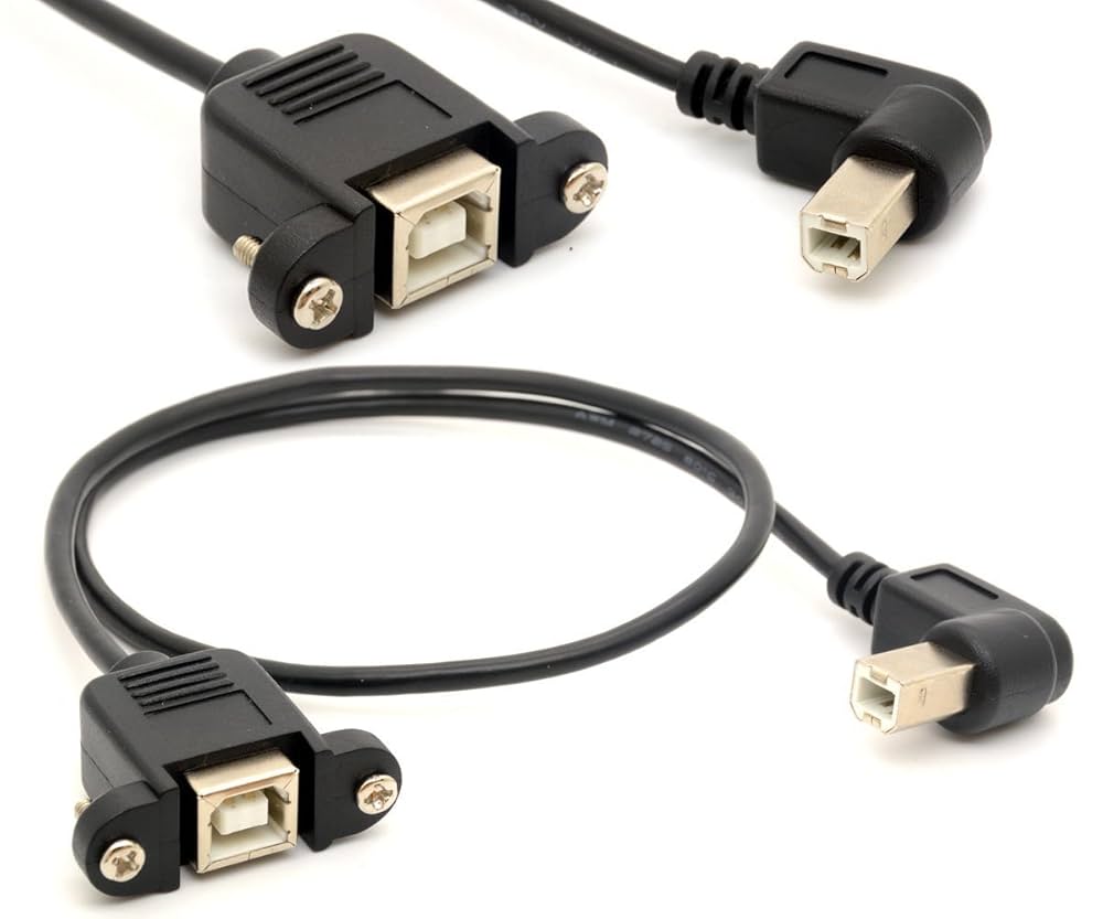 Male USB B Type to Panel mount USB B female Extension Cable with Right angle connector