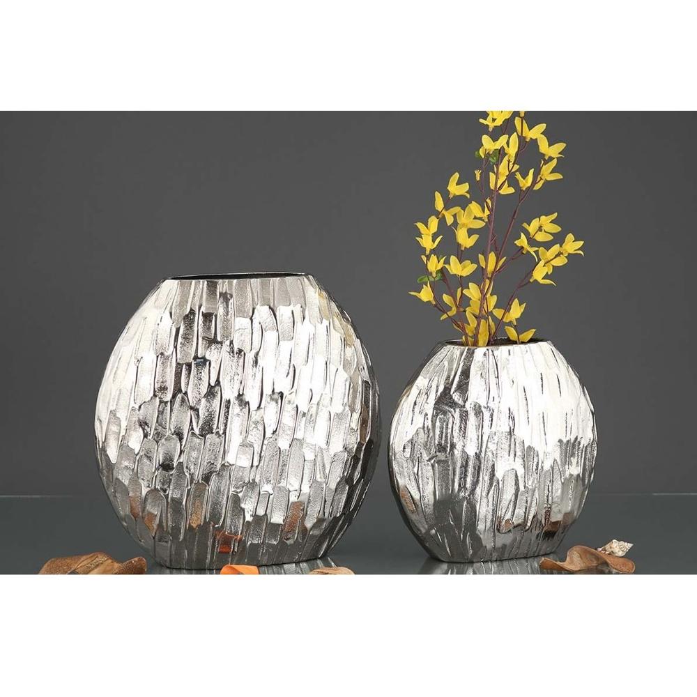 Most Attritive Oval Decorative Flower Vase Silver Polished At Cheapest Price - Material: Metal