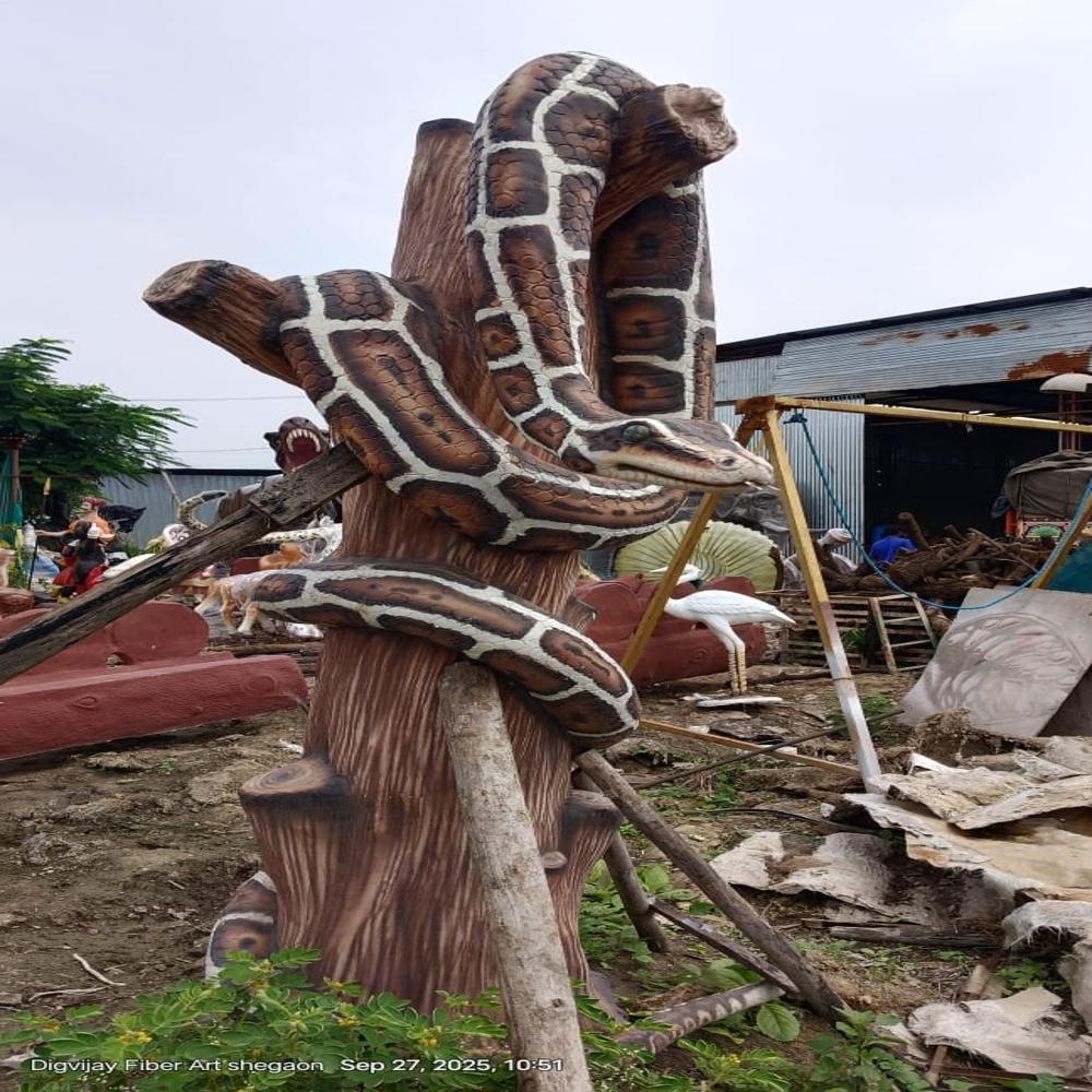 Fiber Anaconda Statue - Color: Natural