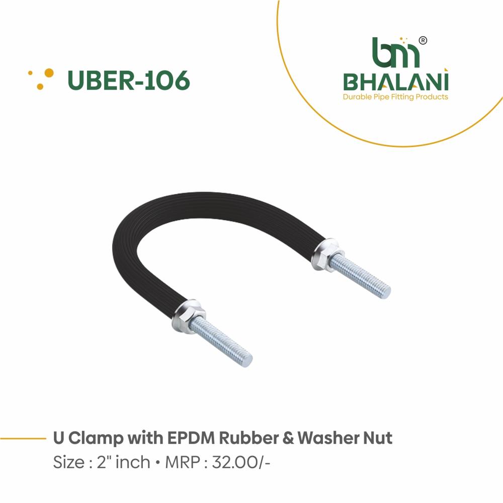 4 Inch - U Bolt With EPDM Rubber And Washer Nut