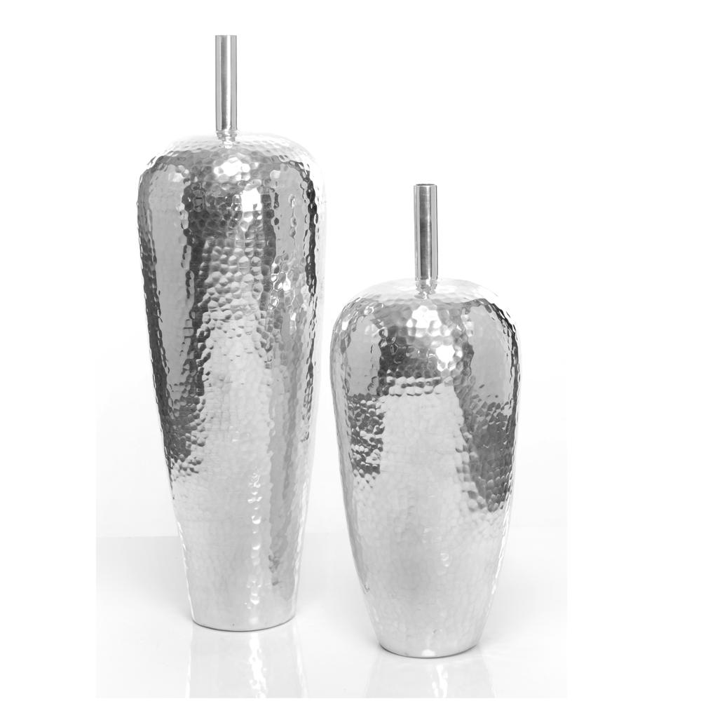 Iranian Style Metal Flower Vase Aluminium Metal & Stainless Steel - Color: Silver