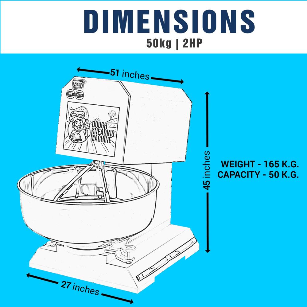 Dough Kneader 50Kg 2Hp (III) Phase
