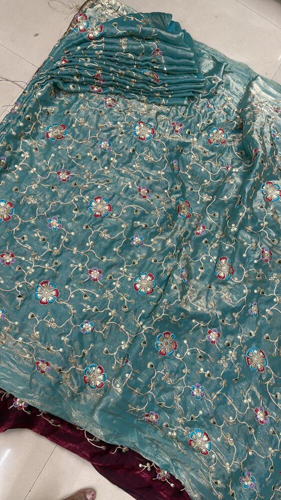 Fancy Silk Fabric with Sequence Multi Work