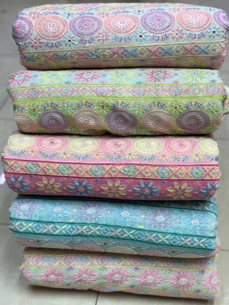 Faux Georgette Fabric With Sifli Work 44 Width