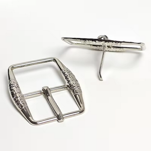 Vintage  Zinc Alloy Clothing Sliver Belt Buckle Embossed Flower Western Belt Buckle Heel Bar Pin Buckles for Leather
