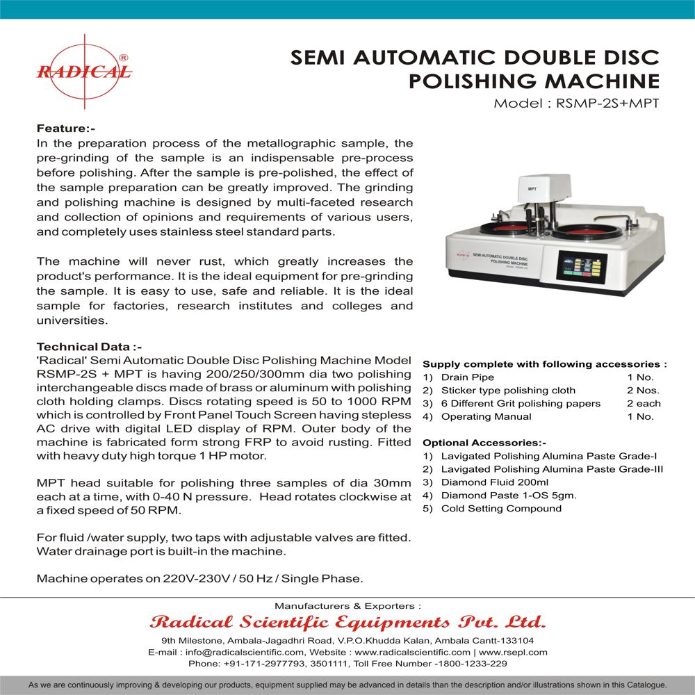 Automatic Metallographic Polishing Machine Rsmp-2s - Application: Microelectronics