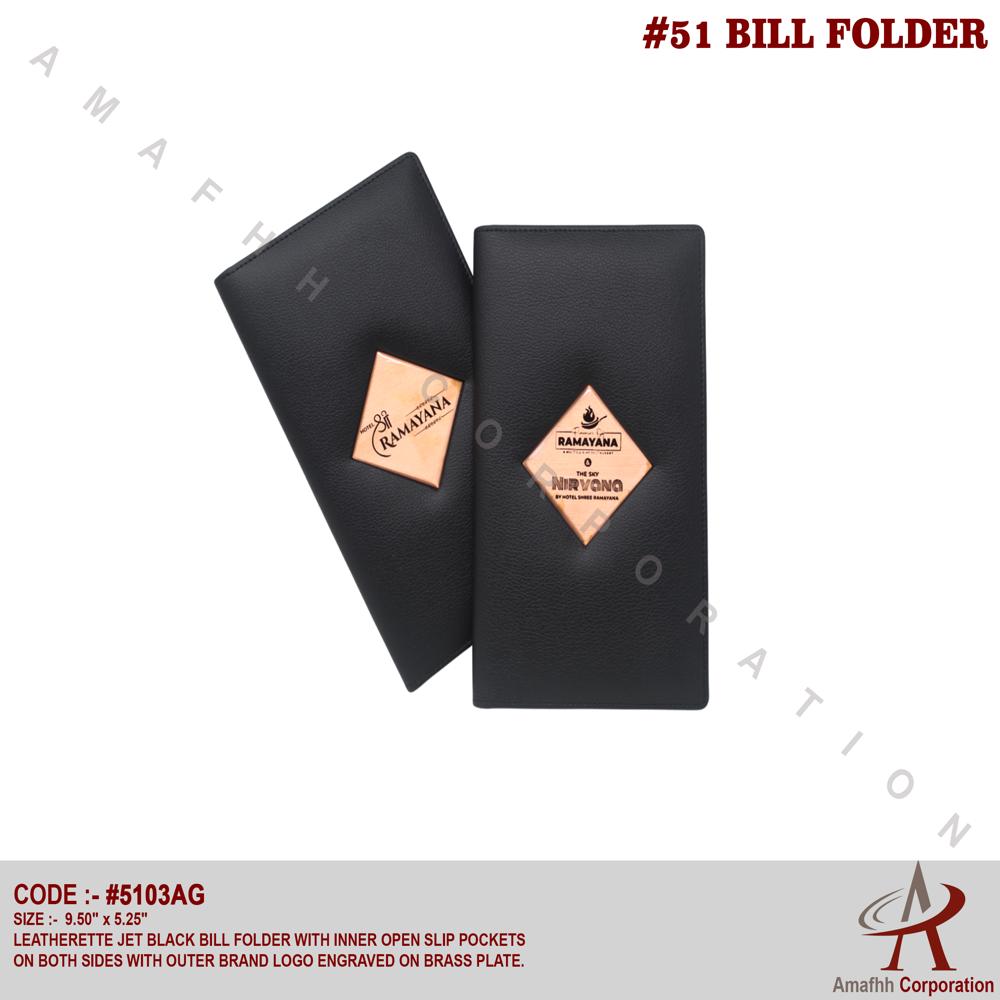 Leatherette Bill Folder - Color: Jet Black
