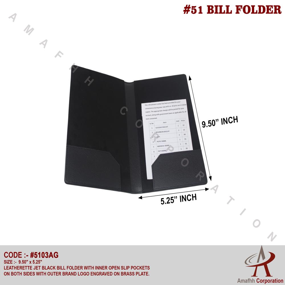 Leatherette Bill Folder - Color: Jet Black