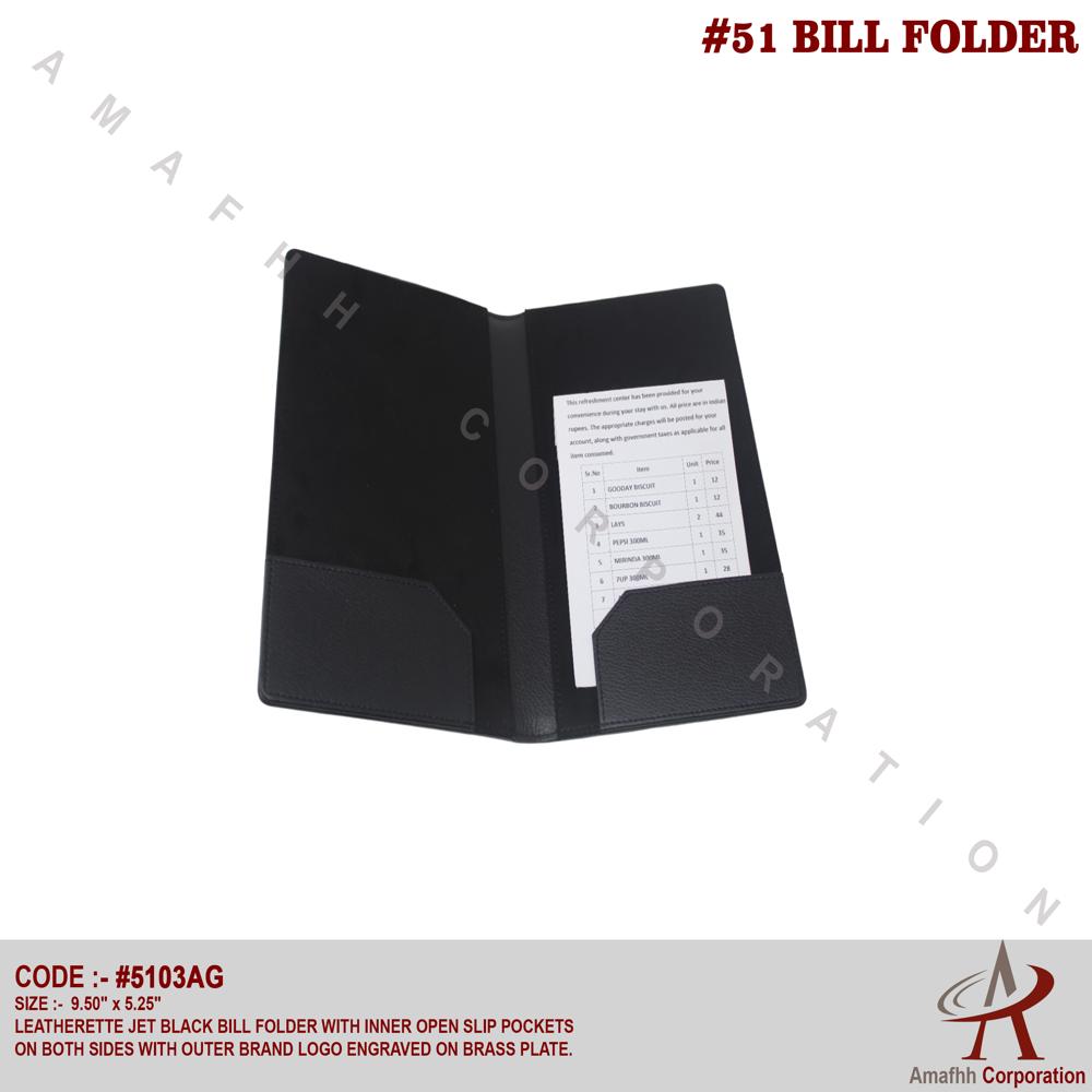 Leatherette Bill Folder - Color: Jet Black