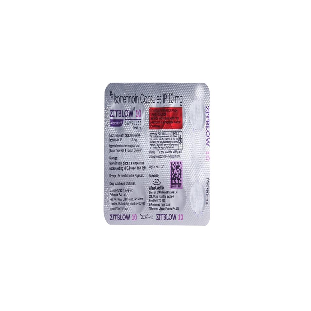 Zitblow-10 Isotretinoin 10mg Soft Gelatin Capsule