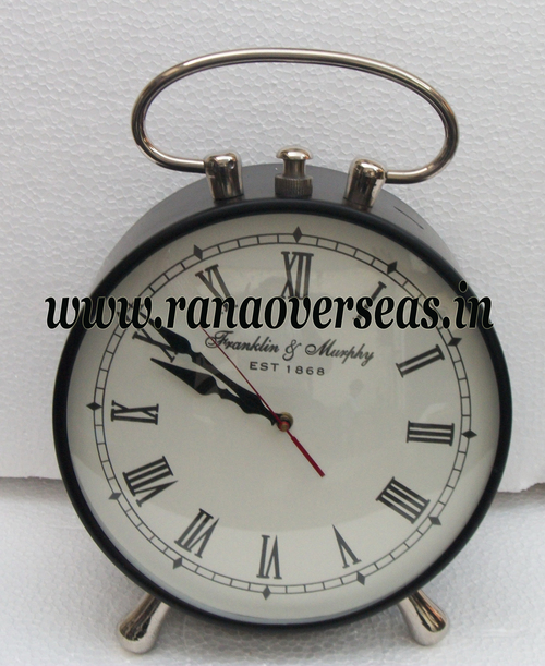 Black Iron Metal Table Top Clock
