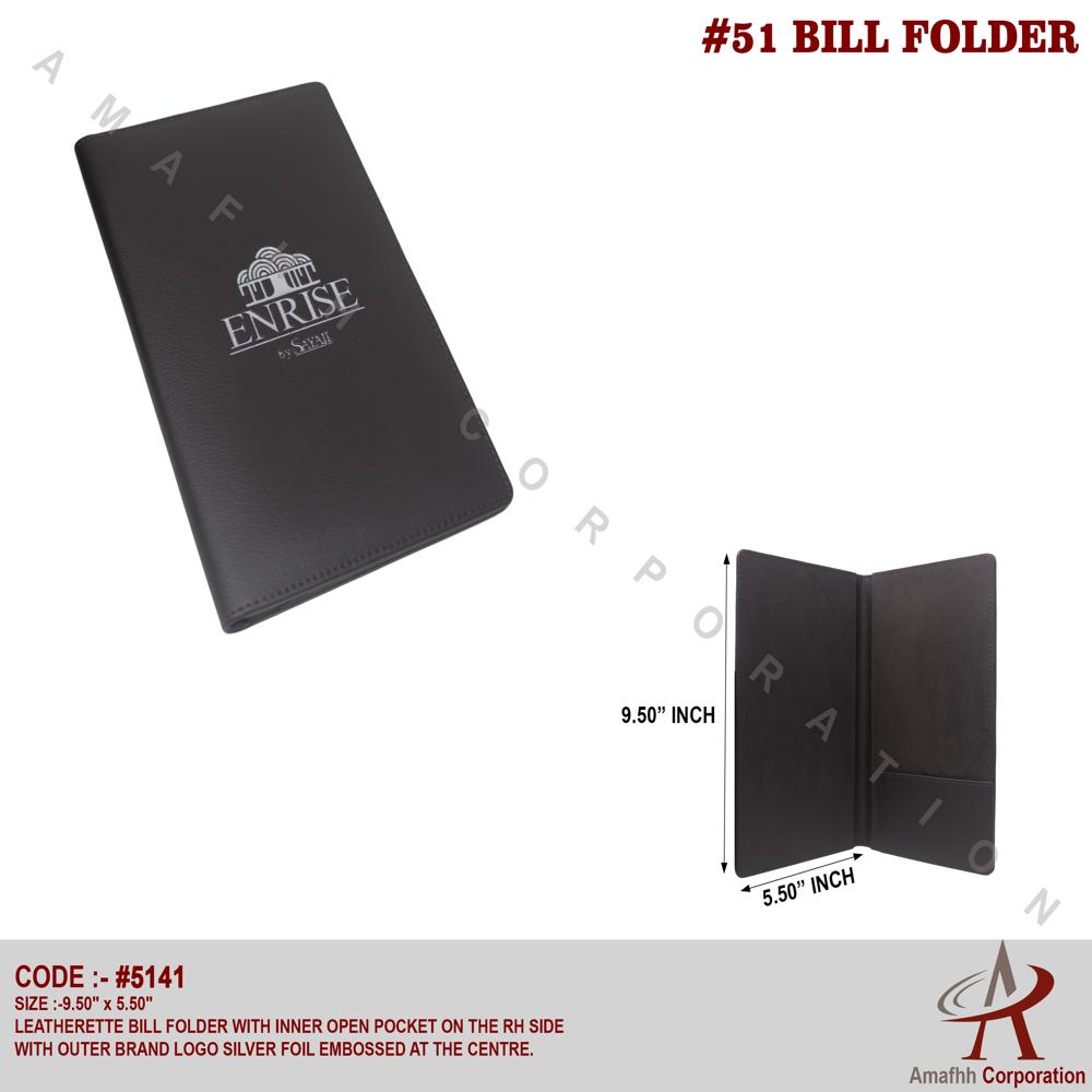 Leatherette Bill Folder - Color: Rich Jet Black