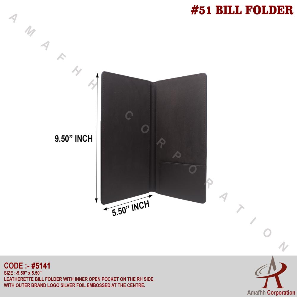 Leatherette Bill Folder - Color: Rich Jet Black