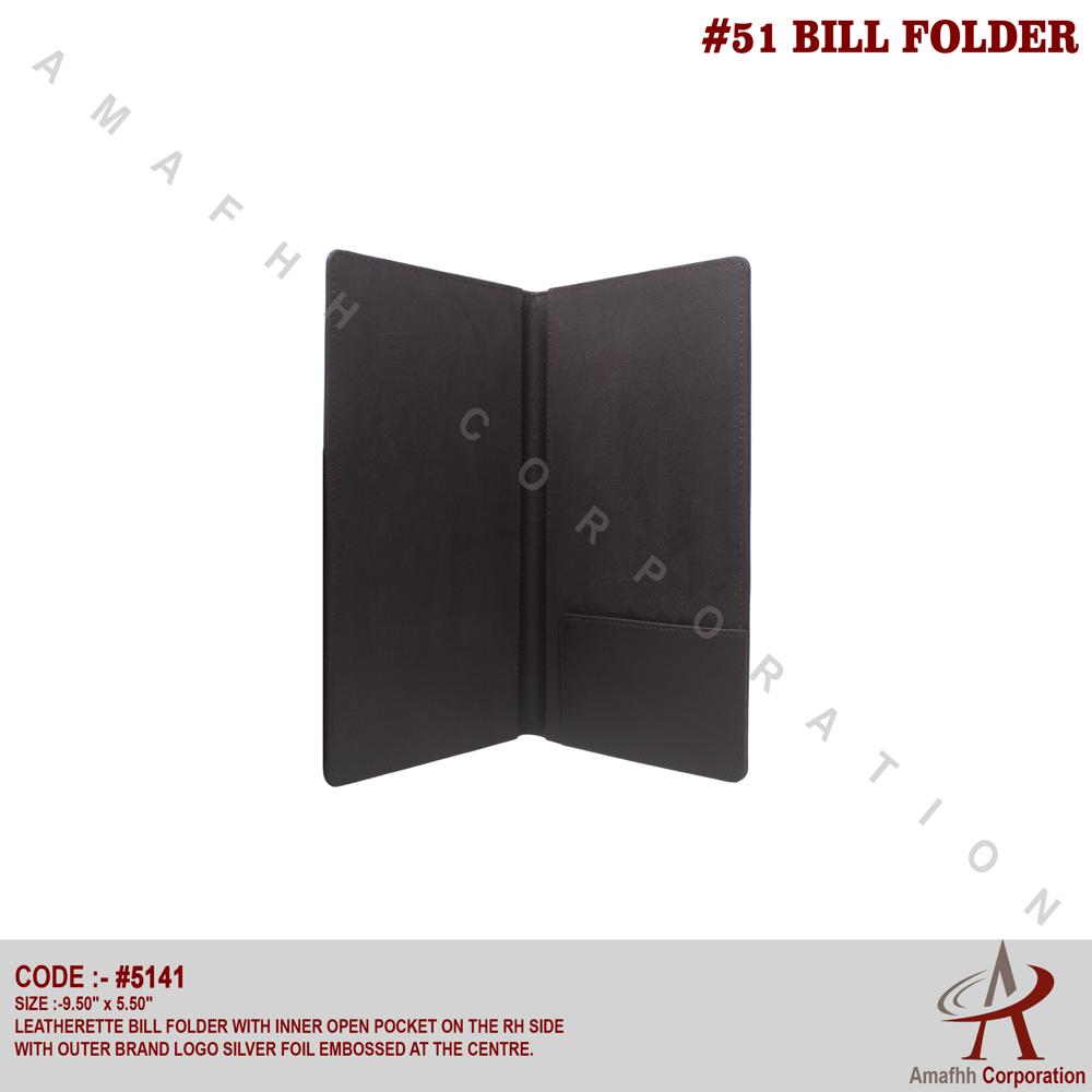 Leatherette Bill Folder - Color: Rich Jet Black