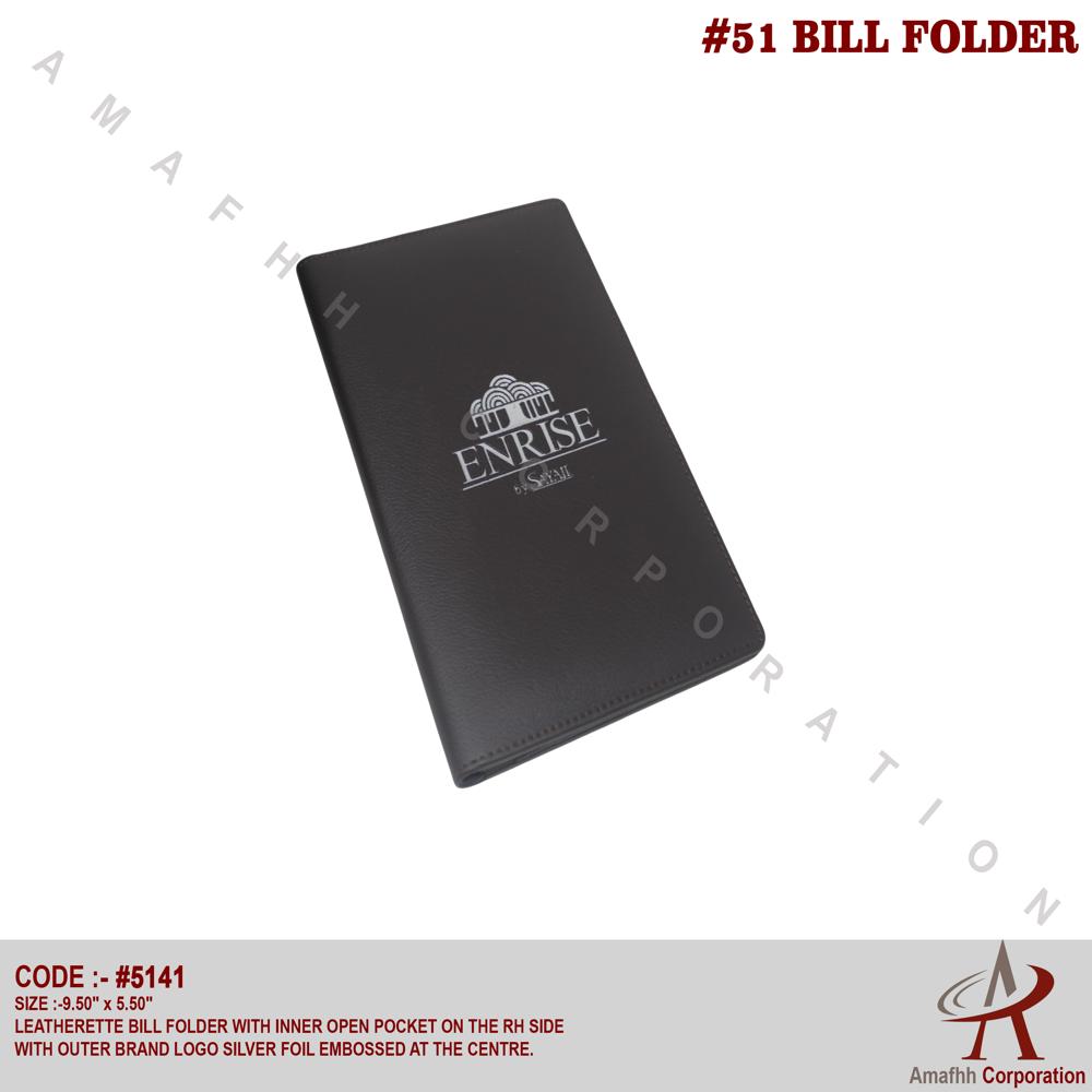 Leatherette Bill Folder - Color: Rich Jet Black